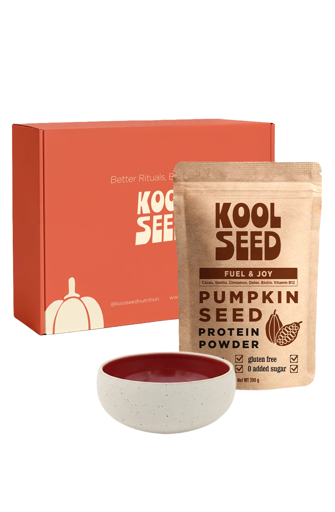 Koolseed Hediye Kutusu /  Fuel & Joy Kakaolu Bitkisel Protein Tozu ve Kase