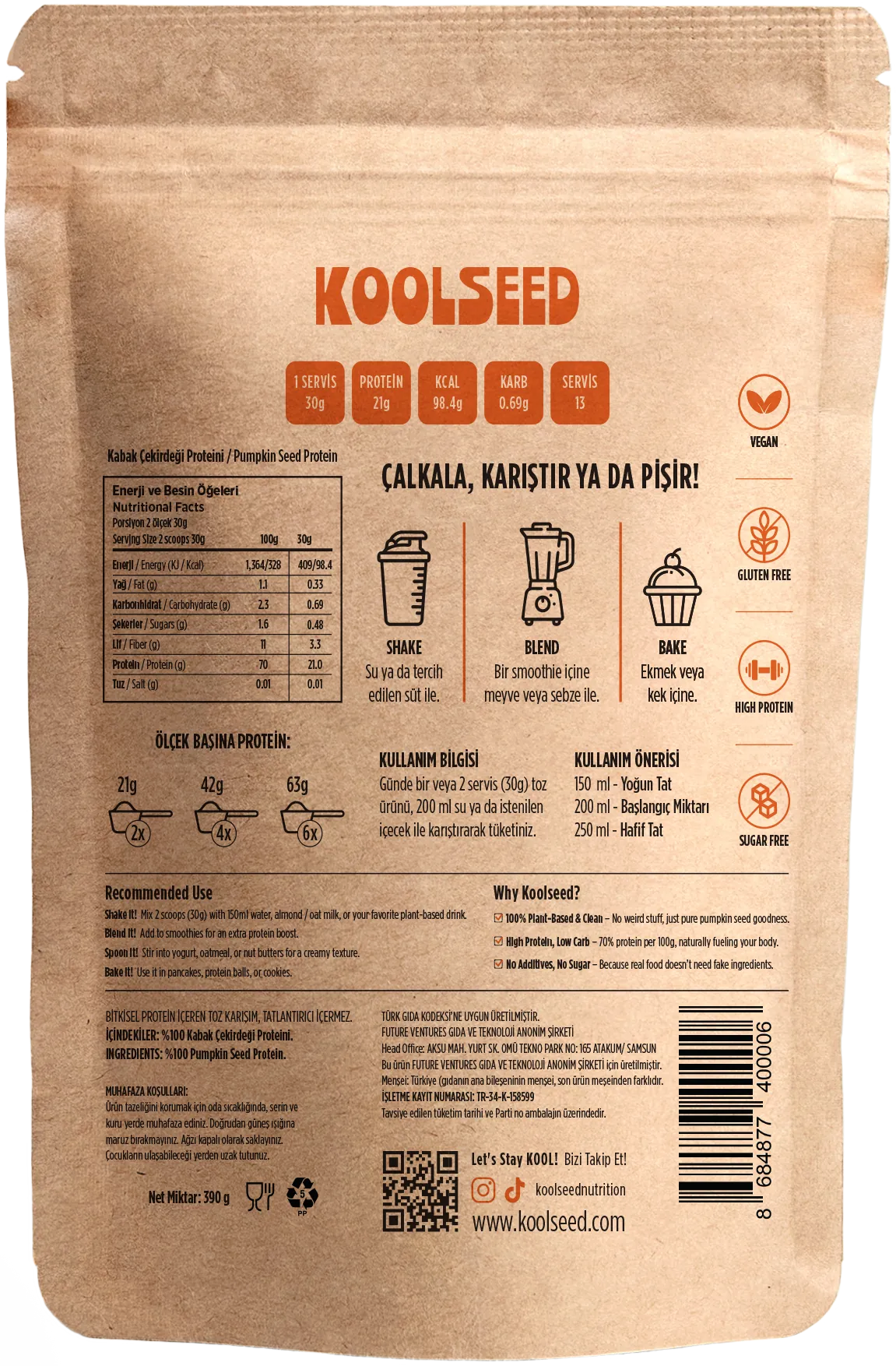  Orijinal – %100 Kabak Çekirdeği Protein Tozu